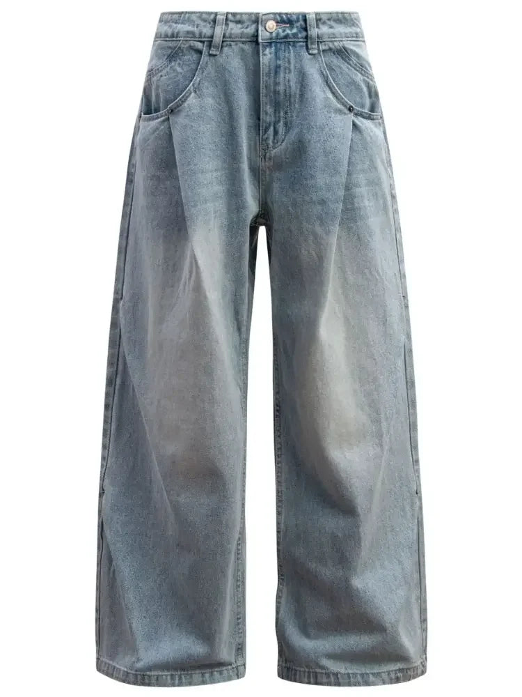 Men's Wide Leg Relaxed Fit Vintage Wash Jeans