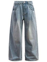 Men's Wide Leg Relaxed Fit Vintage Wash Jeans