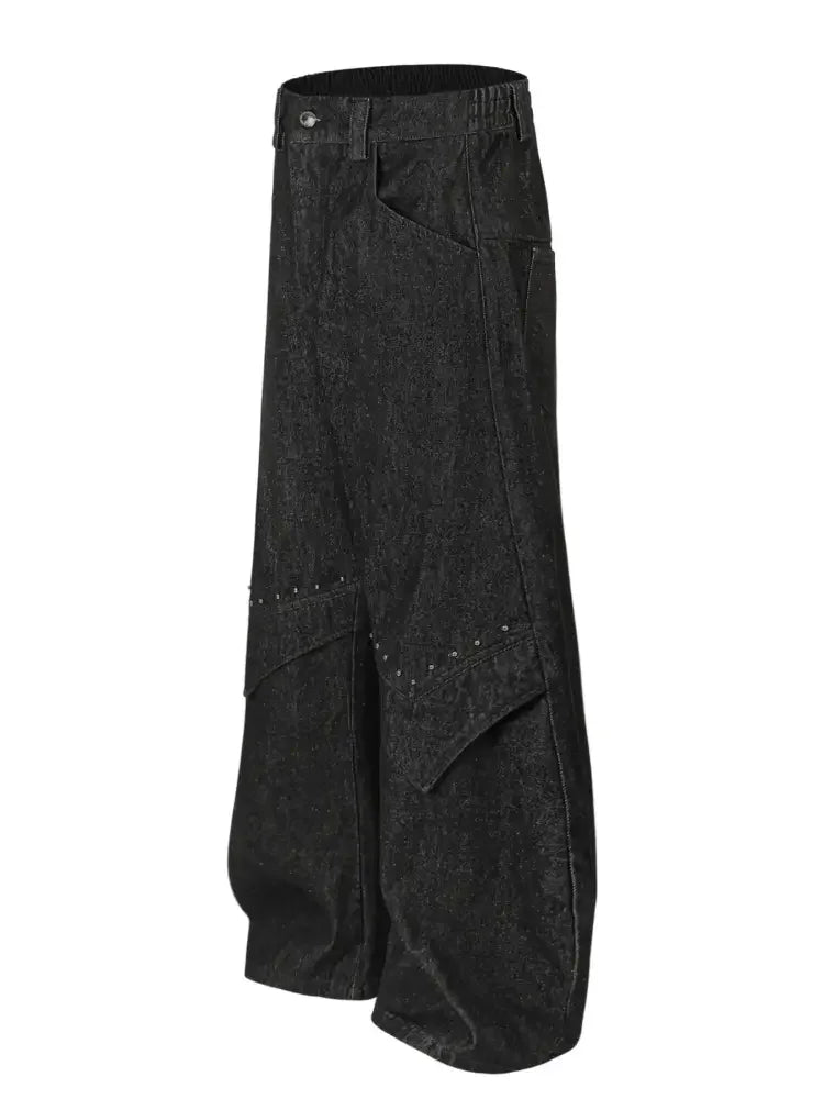 Men's Wide Leg Studded Jeans