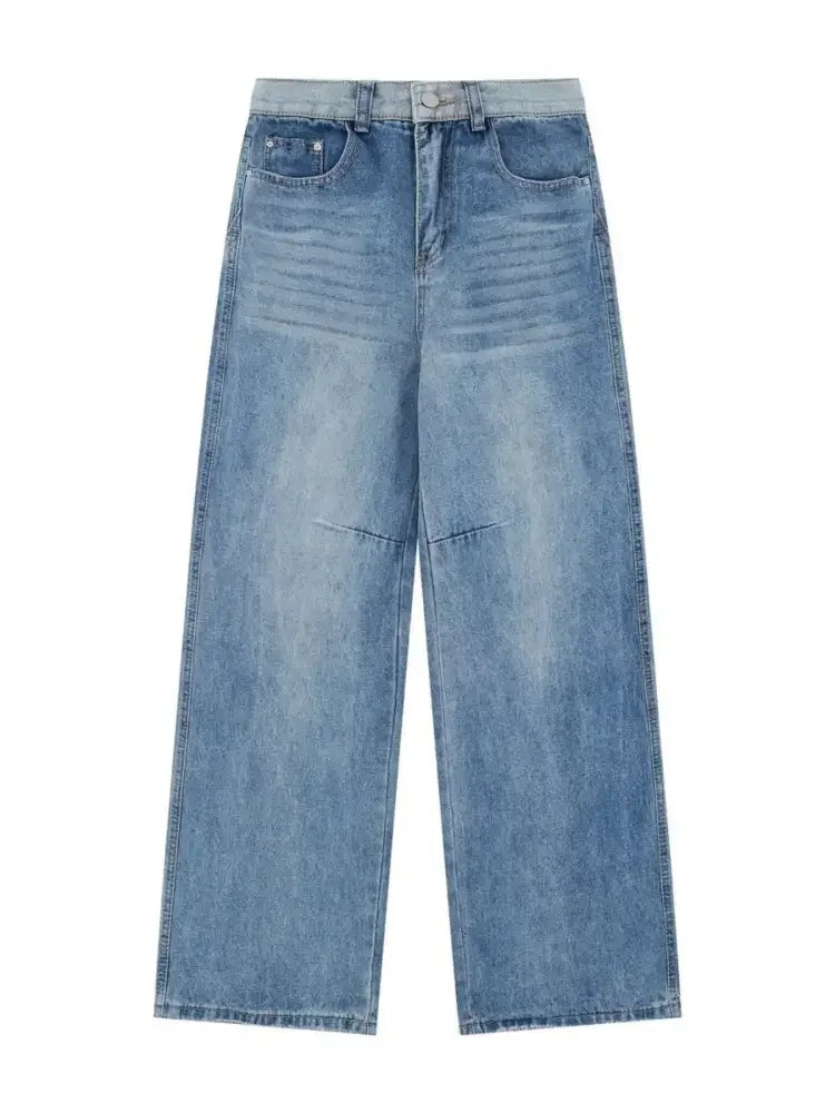 Men's Wide-Leg Vintage Wash Denim Jeans