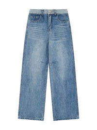 Men's Wide-Leg Vintage Wash Denim Jeans