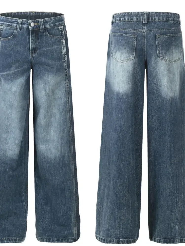 Men's Wide Leg Vintage Wash Jeans