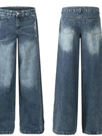 Men's Wide Leg Vintage Wash Jeans