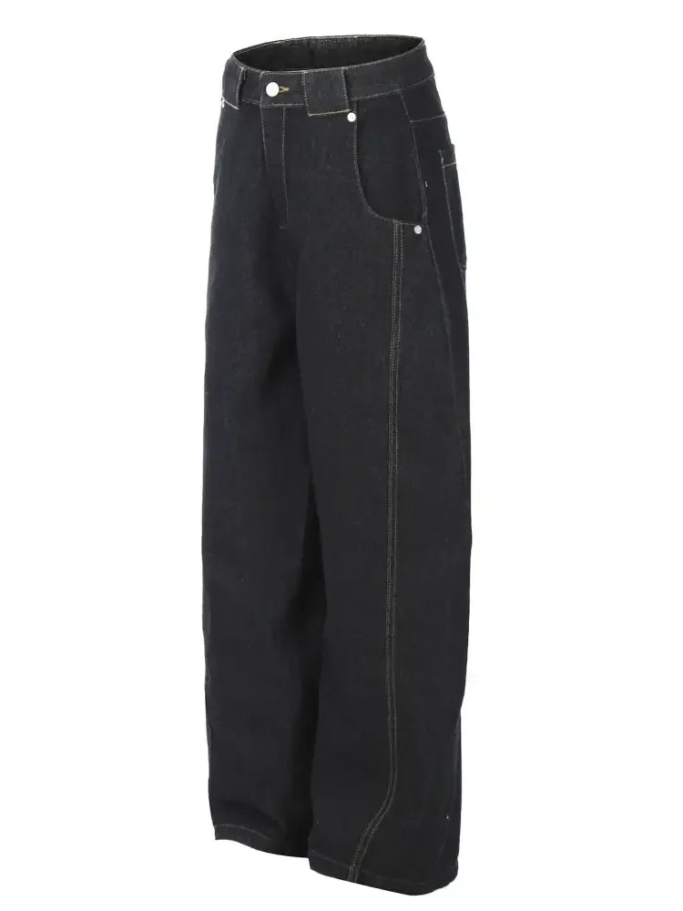 Men's Wide Leg Wash Denim Jeans