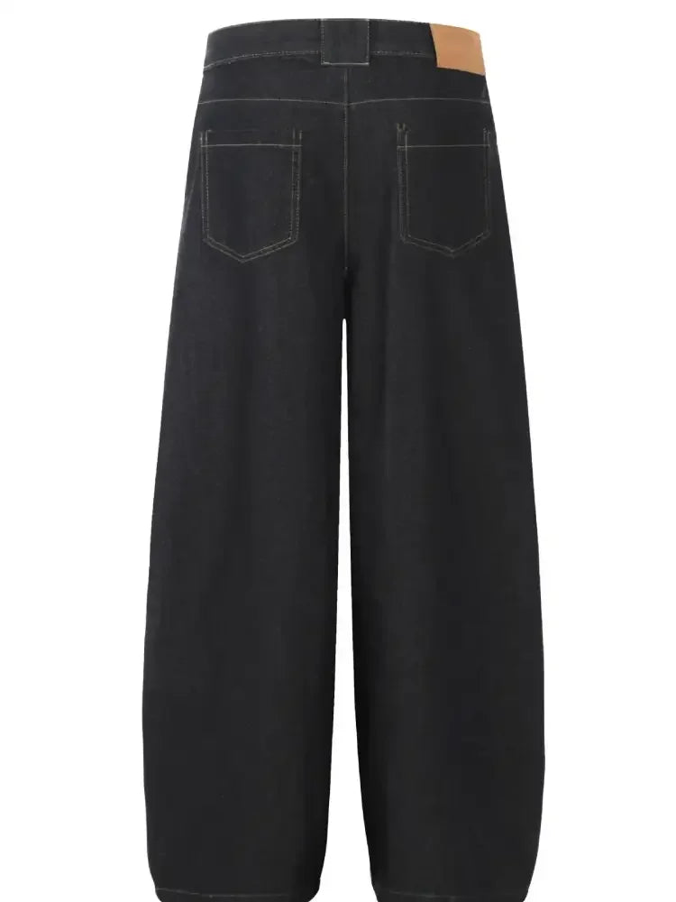Men's Wide Leg Wash Denim Jeans