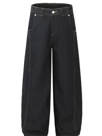 Men's Wide Leg Wash Denim Jeans
