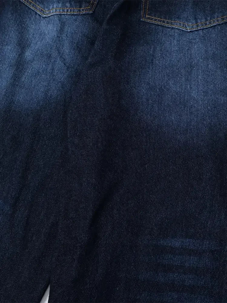 Men's Wide Leg Wash Denim Jeans with Signature Detail
