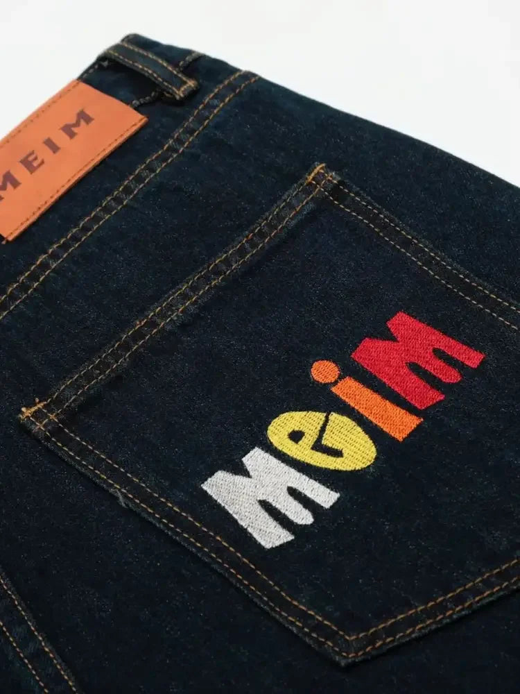 Men's Wide Leg Wash Denim Shorts