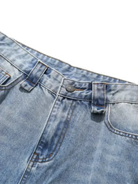 Men's Wide Leg Wash Denim Shorts