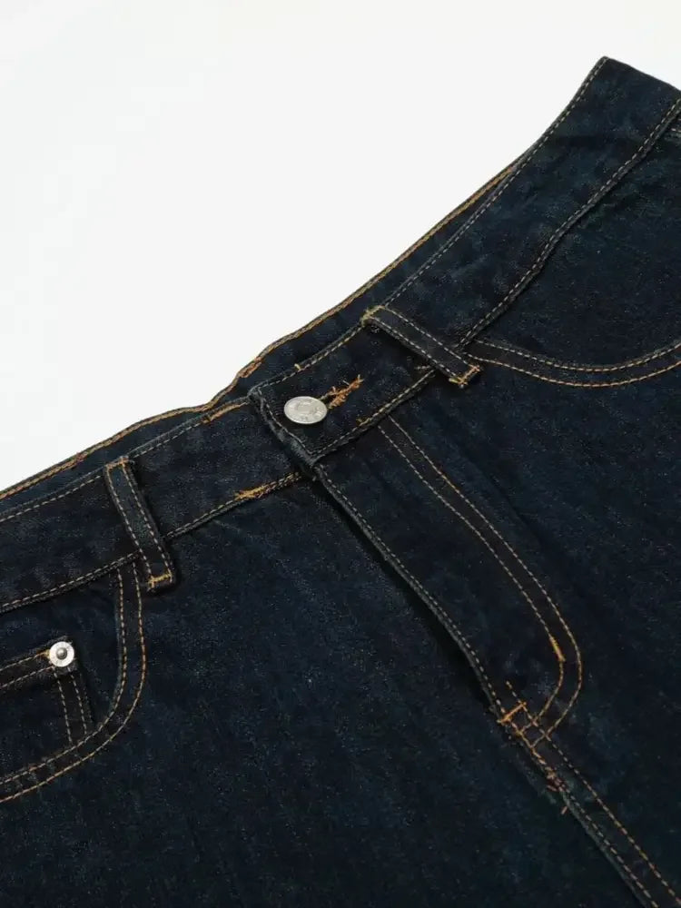 Men's Wide Leg Wash Denim Shorts