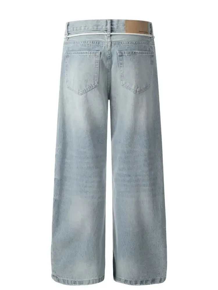 Men's Wide Leg Wash Jeans
