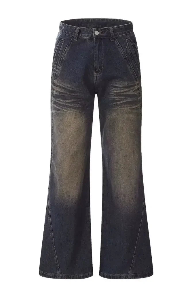 Men's Wide Leg Wash Jeans