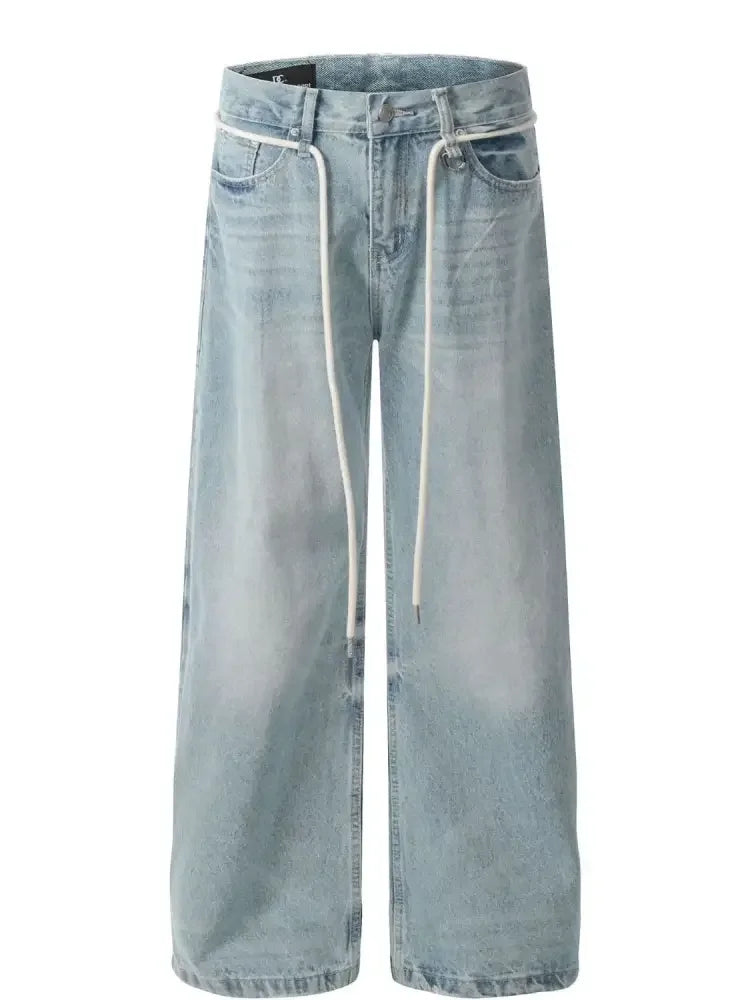 Men's Wide Leg Wash Jeans