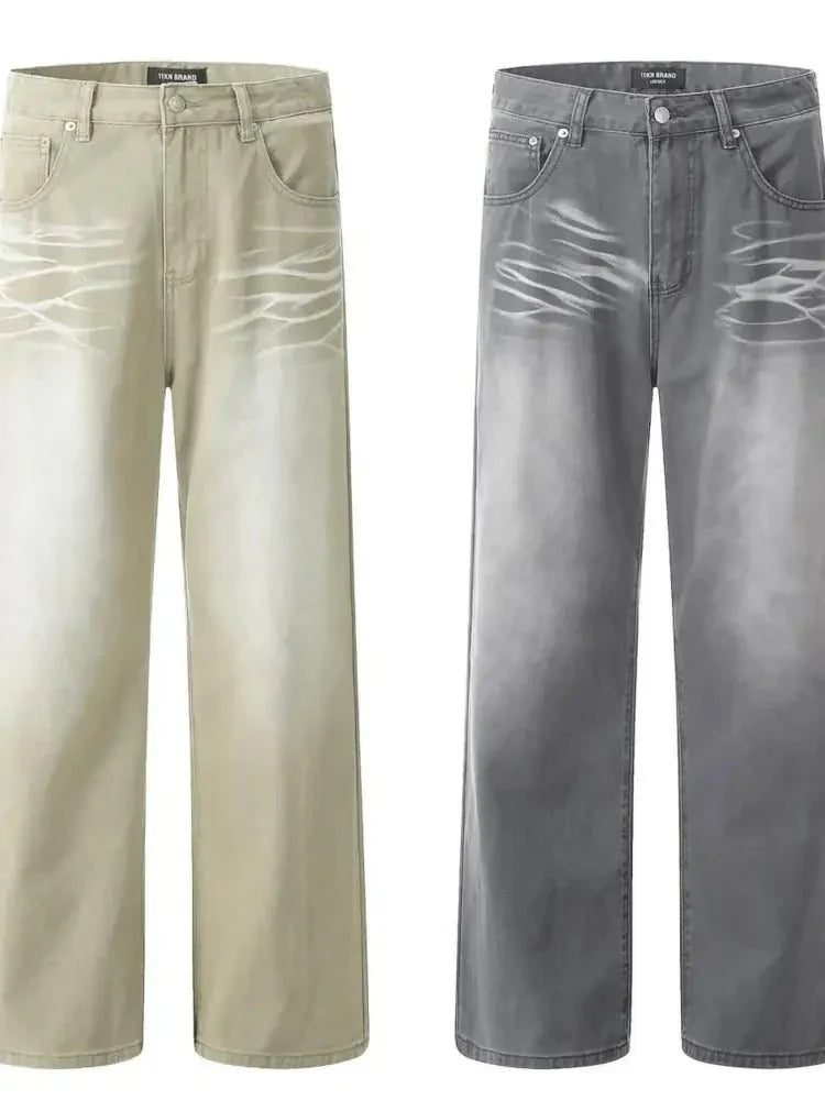 Men's Wide Leg Wash Jeans - Update AvenueTrendsi100400337171014100400337171014Men's Wide Leg Wash JeansGray