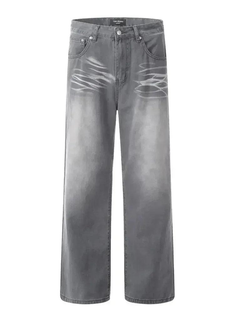 Men's Wide Leg Wash Jeans - Update AvenueTrendsi100400337171014100400337171014Men's Wide Leg Wash JeansGray