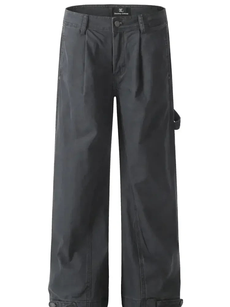 Men's Wide Leg Washed Jeans