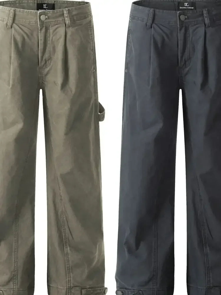 Men's Wide Leg Washed Jeans