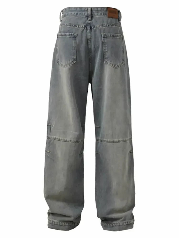 Men's Wide Leg Washed Jeans