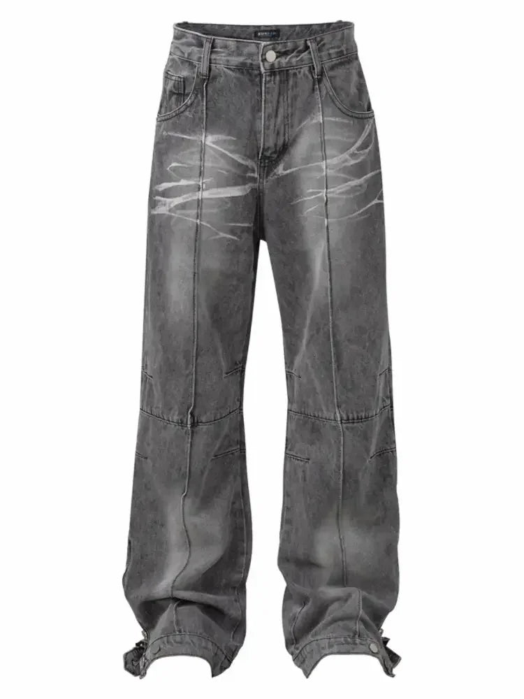 Men's Wide Leg Washed Jeans