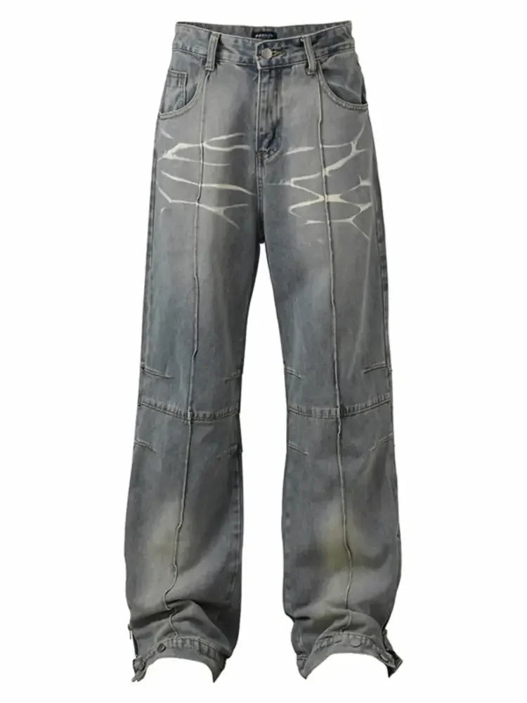 Men's Wide Leg Washed Jeans
