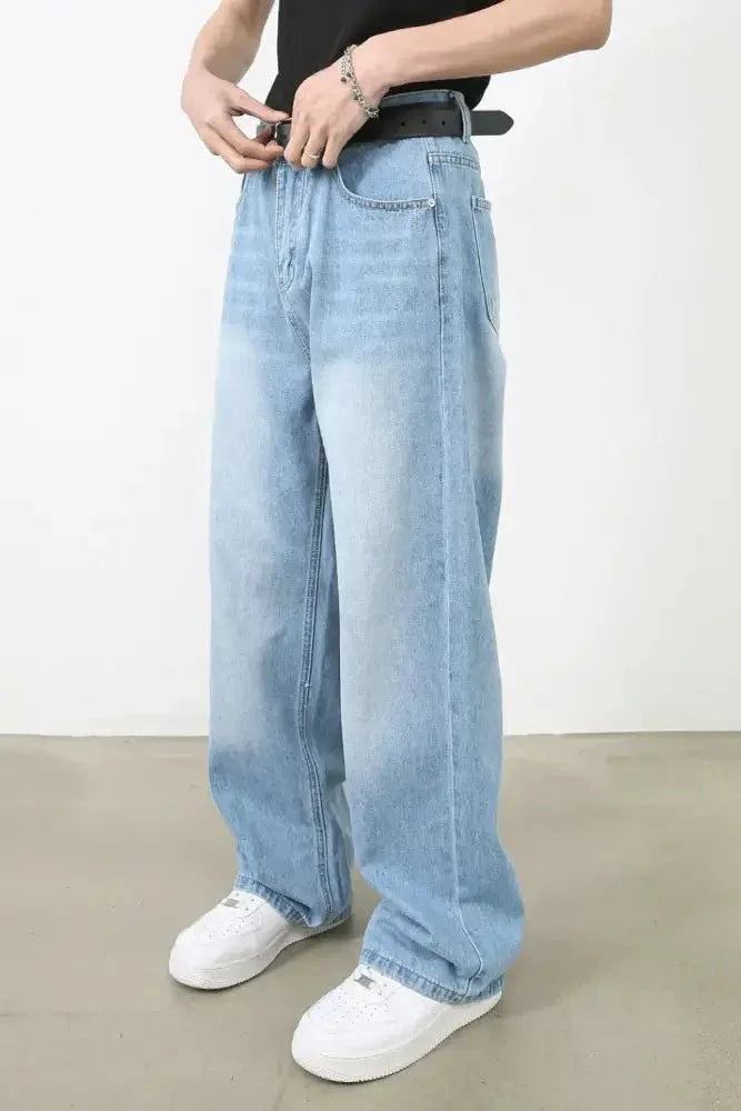Men's Wide Straight Jeans with Pockets - Update AvenueTrendsi100400534119470100400534119470Men's Wide Straight Jeans with PocketsLight Blue