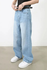 Men's Wide Straight Jeans with Pockets - Update AvenueTrendsi100400534119470100400534119470Men's Wide Straight Jeans with PocketsLight Blue