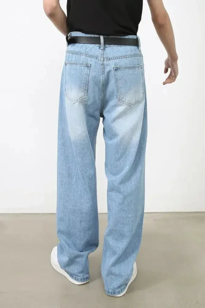 Men's Wide Straight Jeans with Pockets - Update AvenueTrendsi100400534119470100400534119470Men's Wide Straight Jeans with PocketsLight Blue