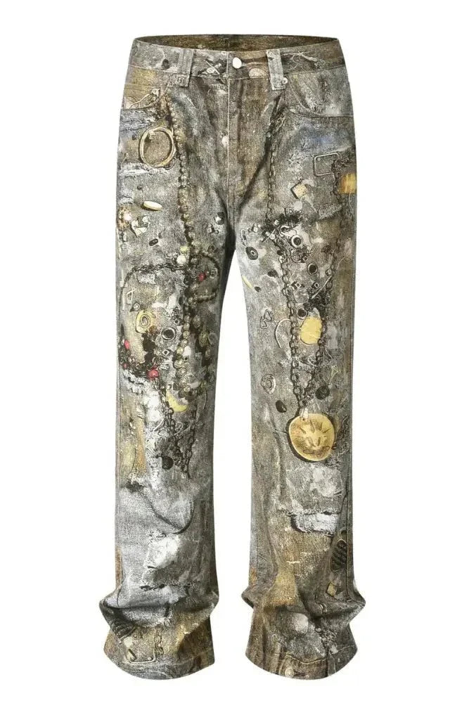 Men's Wide Straight Printed Jeans with Pockets - Update AvenueTrendsi100400907450784100400907450784Men's Wide Straight Printed Jeans with PocketsGray