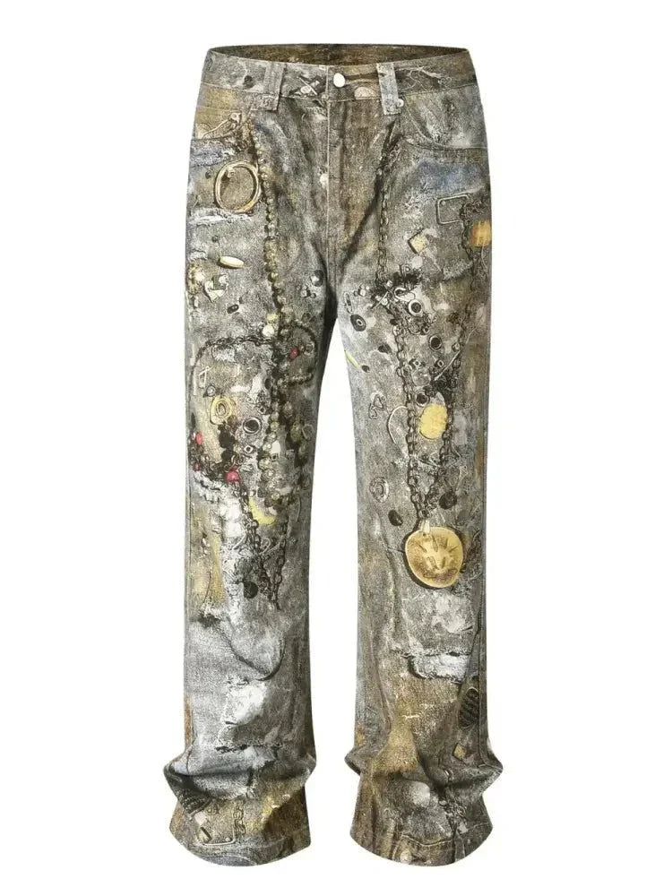 Men's Wide Straight Printed Jeans with Pockets - Update AvenueTrendsi100400907450784100400907450784Men's Wide Straight Printed Jeans with PocketsGray
