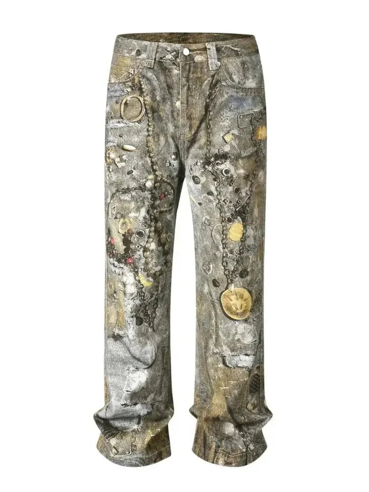 Men's Wide Straight Printed Jeans with Pockets - Update AvenueTrendsi100400907450784100400907450784Men's Wide Straight Printed Jeans with PocketsGray