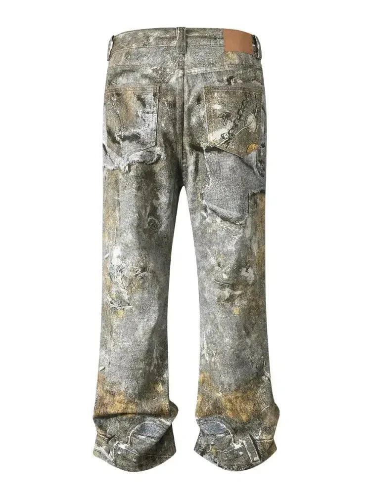 Men's Wide Straight Printed Jeans with Pockets - Update AvenueTrendsi100400907450784100400907450784Men's Wide Straight Printed Jeans with PocketsGray