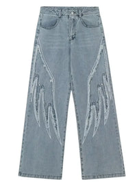 Men's Wing Print Wide Leg Jeans
