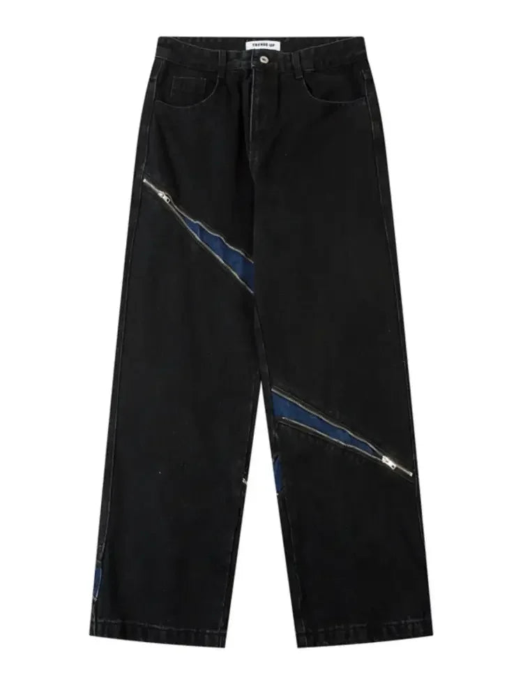 Men's Zip Detail Loose Fit Jeans