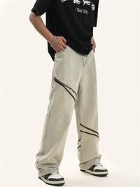 Men's Zip Detail Loose Fit Jeans