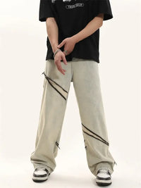 Men's Zip Detail Loose Fit Jeans
