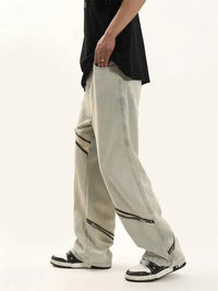 Men's Zip Detail Loose Fit Jeans