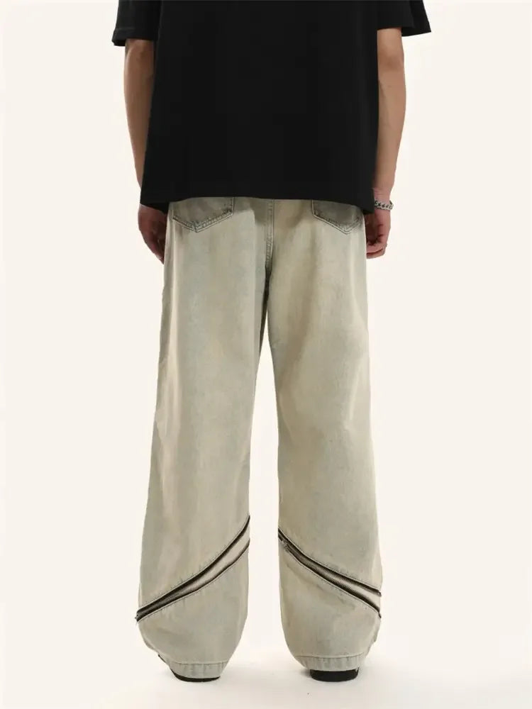 Men's Zip Detail Loose Fit Jeans