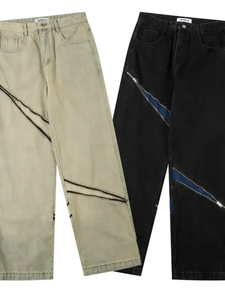 Men's Zip Detail Loose Fit Jeans