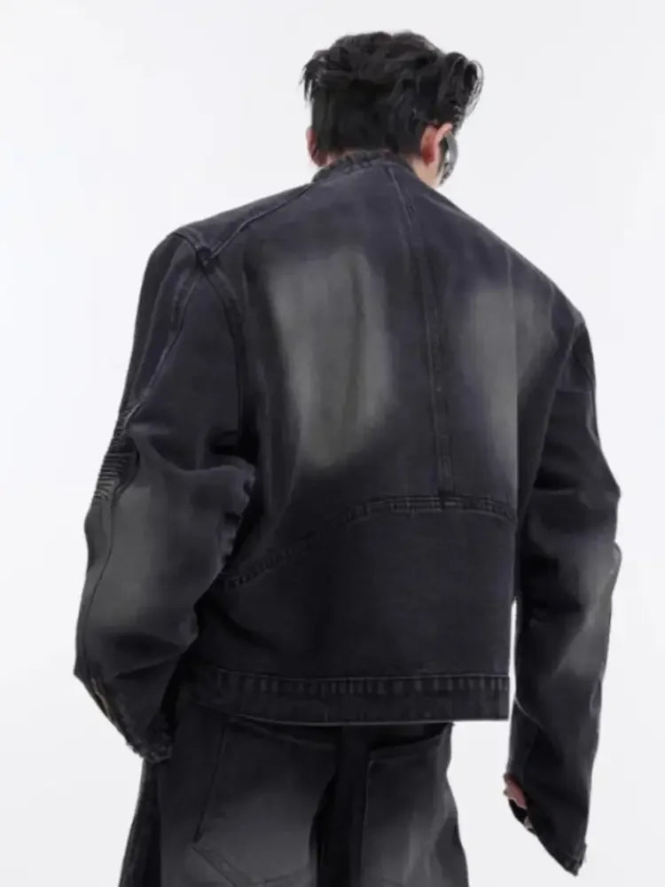 Men's Zip Up Long Sleeve Denim Jacket