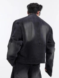 Men's Zip Up Long Sleeve Denim Jacket