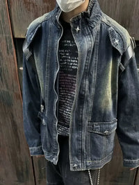 Men's Zip Up Long Sleeve Denim Jacket