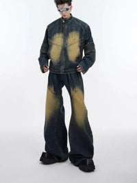 Men's Zip Up Long Sleeve Denim Jacket