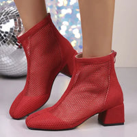 Mesh Block Heel Boots
