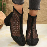 Mesh Block Heel Boots