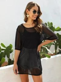 Mesh Boat Neck Half Sleeve Cover Up - Update AvenueFestival VibesTrendsi10010069562172310010069562172355802dda - 98b4 - 4d0e - 8316 - ce5b3f9f147a - MaxBlack