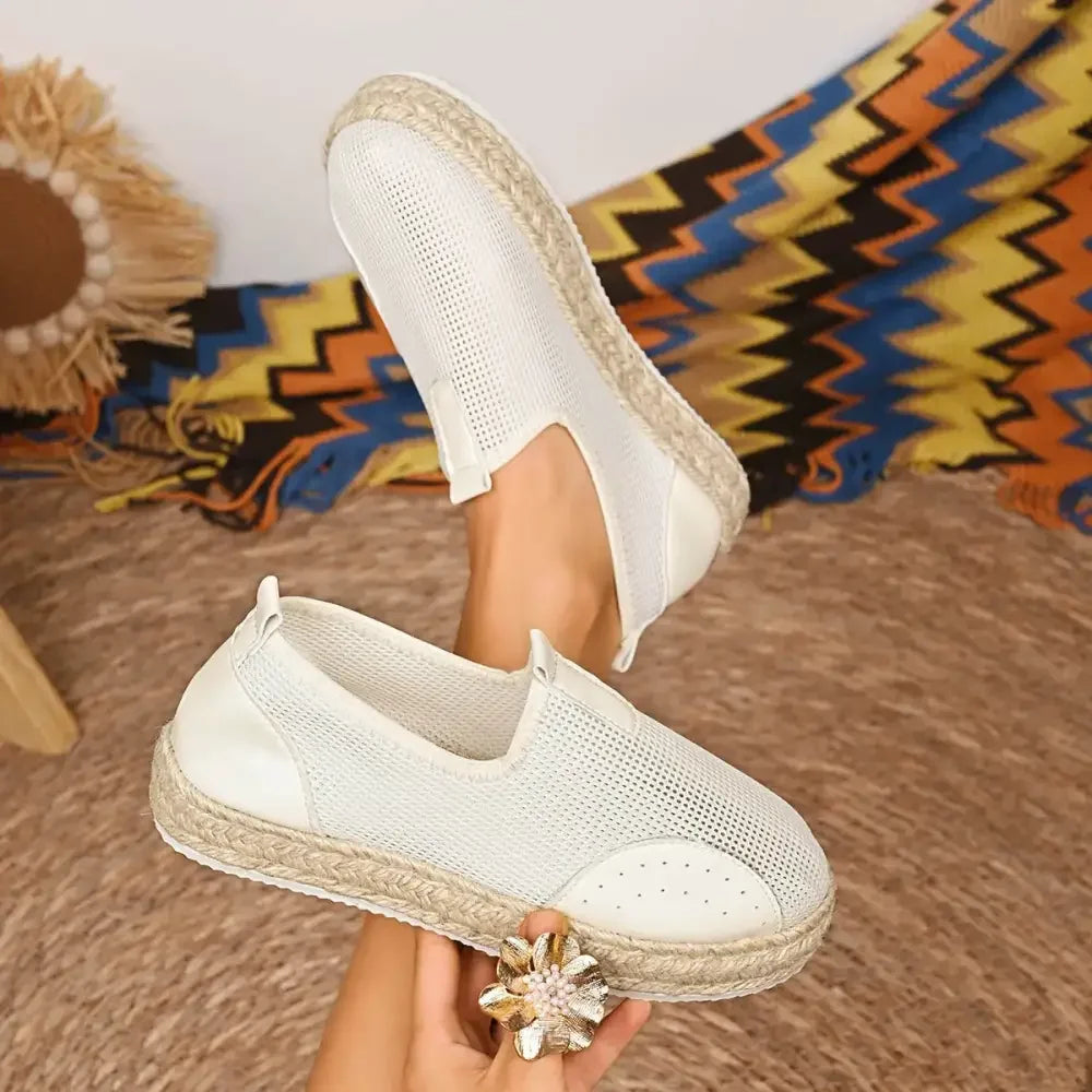 Mesh Espadrille Platform Slip-Ons