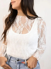 Mesh Floral Lace Long Sleeve T-Shirt - Update AvenueT-ShirtsTrendsi100100451974608100100451974608a5bee463cf6a4bb6a3162e6802b9c2d7 - Max - OriginWhite