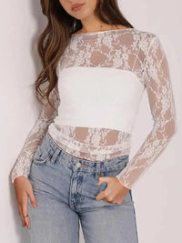 Mesh Floral Lace Long Sleeve T-Shirt - Update AvenueT-ShirtsTrendsi1001004519746081001004519746081fa431f5db154b3db8e4590d9f73d3ae - Max - OriginWhite