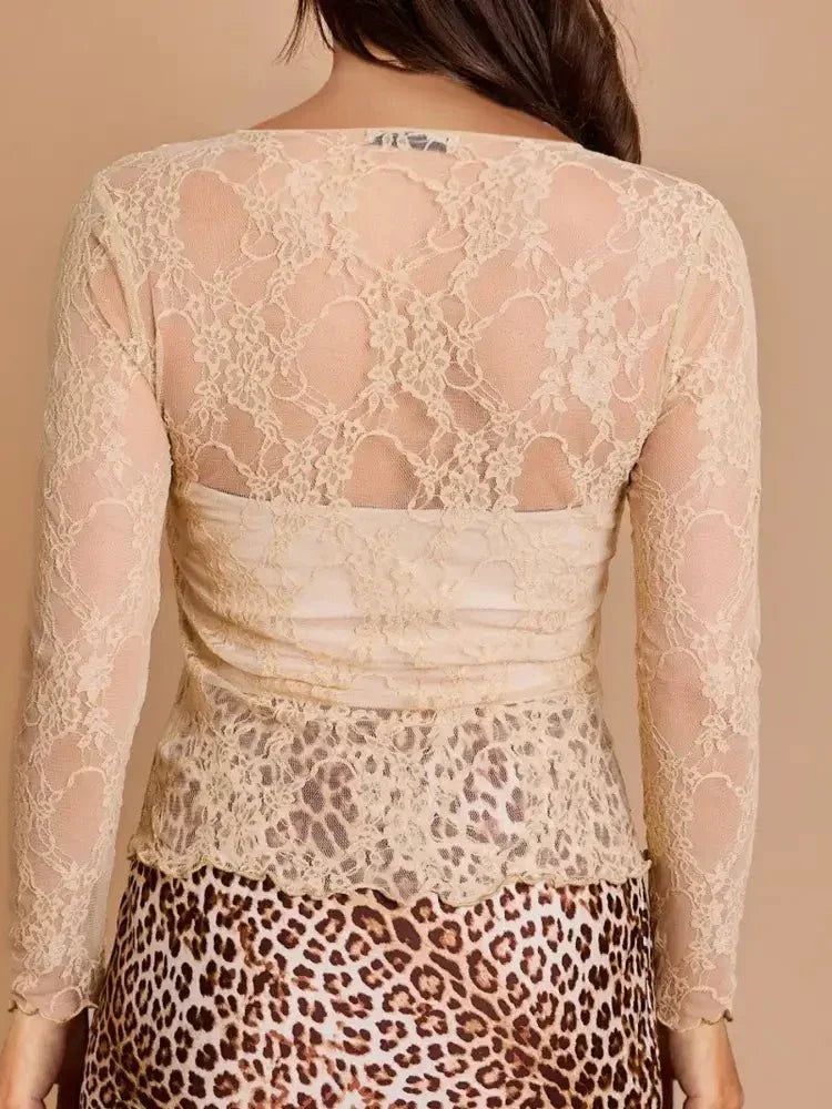 Mesh Floral Lace Long Sleeve T-Shirt - Update AvenueT-ShirtsTrendsi1001004519755481001004519755483739abc365724489bde5f38150c802e0 - Max - OriginApricot