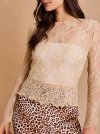 Mesh Floral Lace Long Sleeve T-Shirt - Update AvenueT-ShirtsTrendsi10010045197554810010045197554844b3d37bec7945639ab540daad8997e1 - Max - OriginApricot